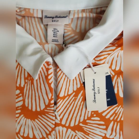 Tommy Bahama Golf Shells Orange 1/4 Zip Top - LARGE - $75 - NWT - Picture 2 of 2